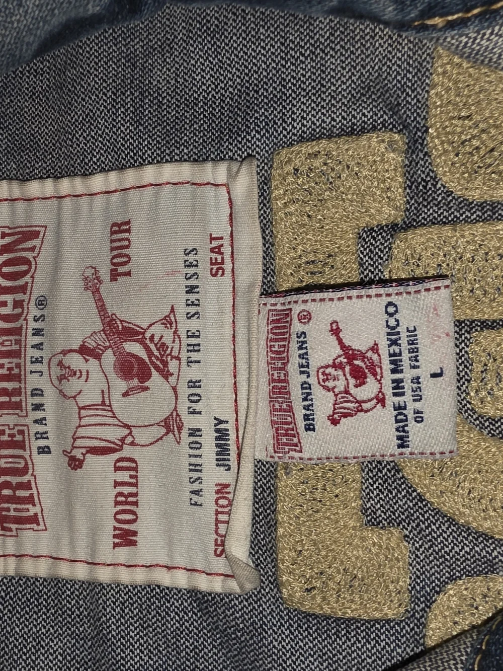 True Religion Men's L Jimmy Western Jacket MC Embroidered Distressed Denim Blue
